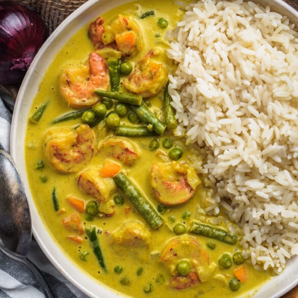 Curry Garnelen mit Gemüse und Reis