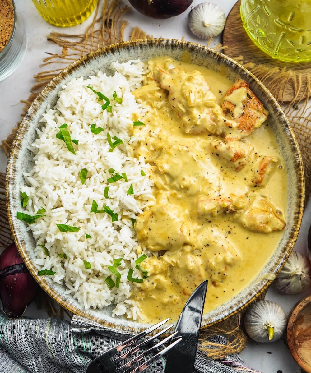 Honig Senf Hähnchen mit Reis