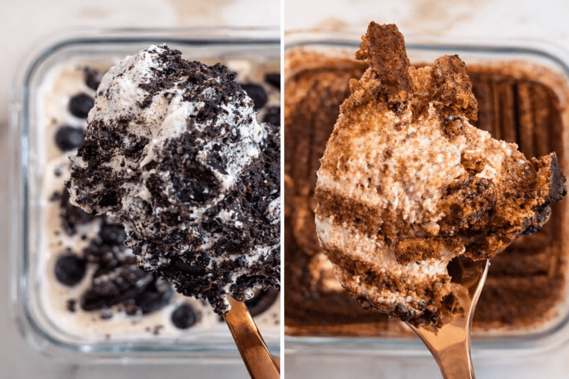 Japanische Cheesecakes gelöffelt aus der Schale