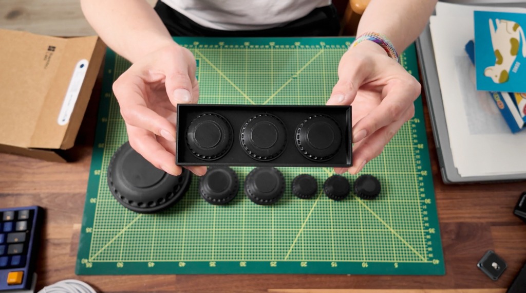 Draufsicht der verschiedenen 3D Modelle für die Frufoo Ufos.